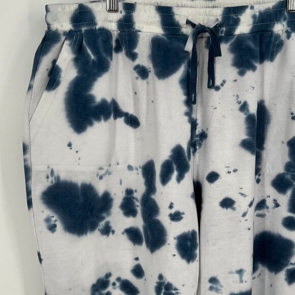 Jane & Delancey Womens Tie Dye Crop Jogger Pants Size 2X Blue White Drawstring - Picture 3 of 12